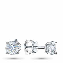 Sterling Silver Earring Studs with 18 Round-Cut Lab-Created Diamonds 0.419 CT.TW