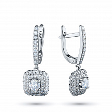14K White Gold Earrings with 96 Round-Cut Lab-Created Diamonds 1.643 CT.TW