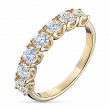 14K Yellow Gold Ring with 7 Round-Cut Lab-Created Diamonds 0.996 CT.TW