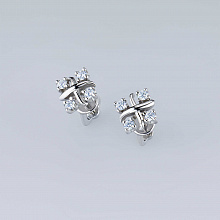 Sterling Silver Earring Studs with 8 Round-Cut Lab-Created Diamonds 0.304 CT.TW