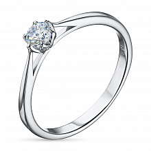 Sterling Silver Ring with 1 Round-Cut Lab-Created Diamond 0.209 CT.TW