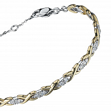 14K White and Yellow Gold Bracelet with 28 Round-Cut Lab-Created Diamonds 1.139 CT.TW