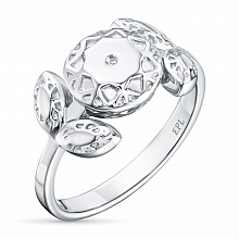 Sterling Silver Ring with 1 Round-Cut Diamond 0.006 CT.TW