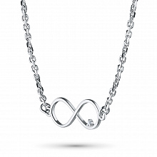 Sterling Silver Necklace with 1 Round-Cut Diamond 0.006 CT.TW