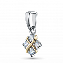 14K White and Yellow Gold Pendant with 4 Round-Cut Lab-Created Diamonds 0.143 CT.TW
