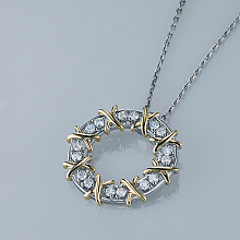 14K White and Yellow Gold Pendant with 16 Round-Cut Lab-Created Diamonds 0.553 CT.TW