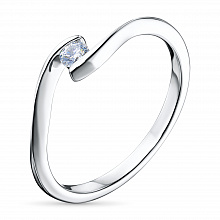 Sterling Silver Ring with 1 Round-Cut Lab-Created Diamond 0.118 CT.TW
