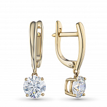14K Yellow Gold Earrings with 2 Round-Cut Lab-Created Diamonds 2.092 CT.TW