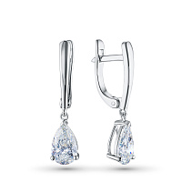 14K White Gold Earrings with 2 Pear-Cut Lab-Created Diamonds 2.01 CT.TW - изображение 1