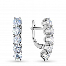 14K White Gold Earrings with 10 Round-Cut Lab-Created Diamonds 2.015 CT.TW