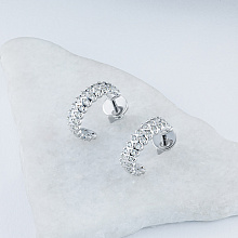 14K White Gold Earring Studs with 62 Round-Cut Lab-Created Diamonds 0.827 CT.TW