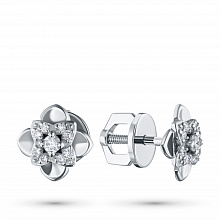 14K White Gold Earring Studs with 18 Round-Cut Lab-Created Diamonds 0.197 CT.TW