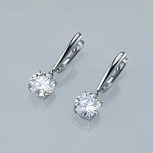 14K White Gold Earrings with 2 Round-Cut Lab-Created Diamonds 2.035 CT.TW