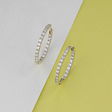 14K Yellow Gold Earrings with 44 Round-Cut Lab-Created Diamonds 0.903 CT.TW