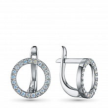 Sterling Silver Earrings with 42 Round-Cut Lab-Created Diamonds 0.257 CT.TW
