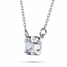 14K White Gold Necklace with 1 Round-Cut Lab-Created Diamond 1.162 CT.TW