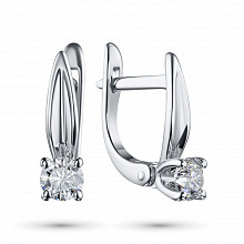 Sterling Silver Earrings with 2 Round-Cut Lab-Created Diamonds 0.569 CT.TW