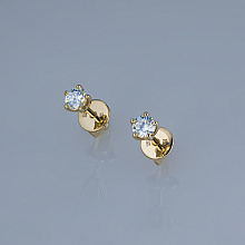 14K Yellow Gold Earring Studs with 2 Round-Cut Lab-Created Diamonds 0.559 CT.TW