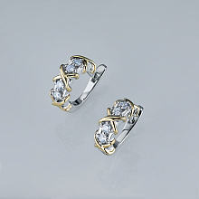 14K White and Yellow Gold Earrings with 8 Round-Cut Lab-Created Diamonds 0.287 CT.TW