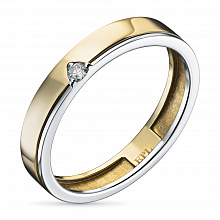 14K White and Yellow Gold Ring with 1 Round-Cut Lab-Created Diamond 0.019 CT.TW