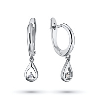 14K White Gold Earrings with 2 Round-Cut Lab-Created Diamonds 0.163 CT.TW - изображение 1