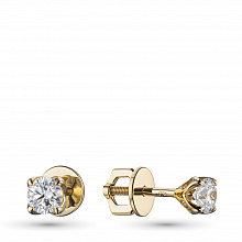14K Yellow Gold Earring Studs with 2 Round-Cut Lab-Created Diamonds 0.76 CT.TW