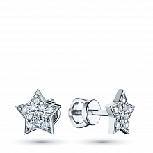 Sterling Silver Earring Studs with 22 Round-Cut Lab-Created Diamonds 0.263 CT.TW