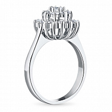 14K White Gold Ring with 25 Round-Cut Lab-Created Diamonds 0.874 CT.TW