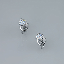 Sterling Silver Earring Studs with 10 Round-Cut Lab-Created Diamonds 0.318 CT.TW