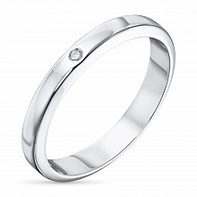 14K White Gold Ring with 1 Round-Cut Lab-Created Diamond 0.016 CT.TW