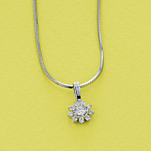 14K White Gold Pendant with 10 Round-Cut Lab-Created Diamonds 0.277 CT.TW
