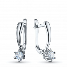 14K White Gold Earrings with 2 Round-Cut Lab-Created Diamonds 0.915 CT.TW