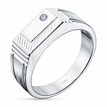 Sterling Silver Ring with 1 Round-Cut Lab-Created Diamond 0.031 CT.TW