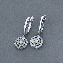 Sterling Silver Earrings with 66 Round-Cut Lab-Created Diamonds 0.624 CT.TW
