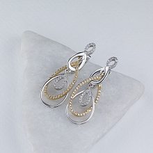 14K White and Yellow Gold Earrings with 118 Round-Cut Lab-Created Diamonds 0.915 CT.TW