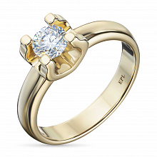 14K Yellow Gold Ring with 1 Round-Cut Lab-Created Diamond 0.512 CT.TW