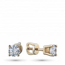 14K Yellow Gold Earring Studs with 2 Round-Cut Lab-Created Diamonds 0.608 CT.TW