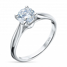 14K White Gold Ring with 1 Round-Cut Lab-Created Diamond 0.652 CT.TW
