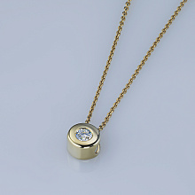 14K Yellow Gold Pendant with 1 Round-Cut Lab-Created Diamond 0.121 CT.TW