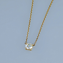 14K Yellow Gold Necklace with 1 Round-Cut Lab-Created Diamond 0.57 CT.TW