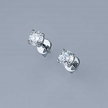 14K White Gold Earring Studs with 2 Round-Cut Lab-Created Diamonds 2.02 CT.TW