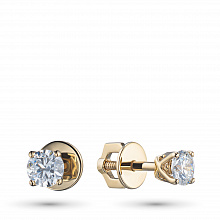 14K Yellow Gold Earring Studs with 2 Round-Cut Lab-Created Diamonds 0.645 CT.TW