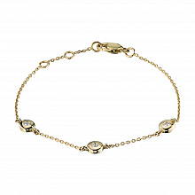 14K Yellow Gold Bracelet with 3 Round-Cut Lab-Created Diamonds 0.138 CT.TW