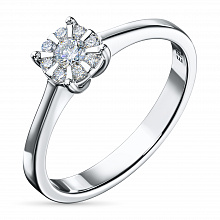 Sterling Silver Ring with 9 Round-Cut Lab-Created Diamonds 0.15 CT.TW