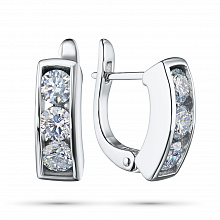 White Gold Earrings with 6 Round-Cut Lab-Created Diamonds 1.323 CT.TW