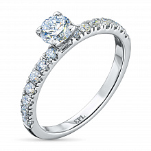 14K White Gold Ring with 15 Round-Cut Lab-Created Diamonds 1.391 CT.TW