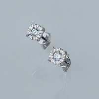 Sterling Silver Earring Studs with 18 Round-Cut Lab-Created Diamonds 0.407 CT.TW - изображение 9