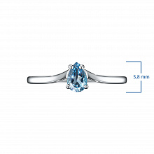 Sterling Silver Ring with 1 Pear-Cut Topaz 0.445 CT.TW