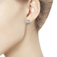 Sterling Silver Earring Studs with 26 Round-Cut Lab-Created Diamonds 0.532 CT.TW - изображение 2