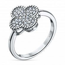 14K White Gold Ring with 33 Round-Cut Lab-Created Diamonds 0.185 CT.TW